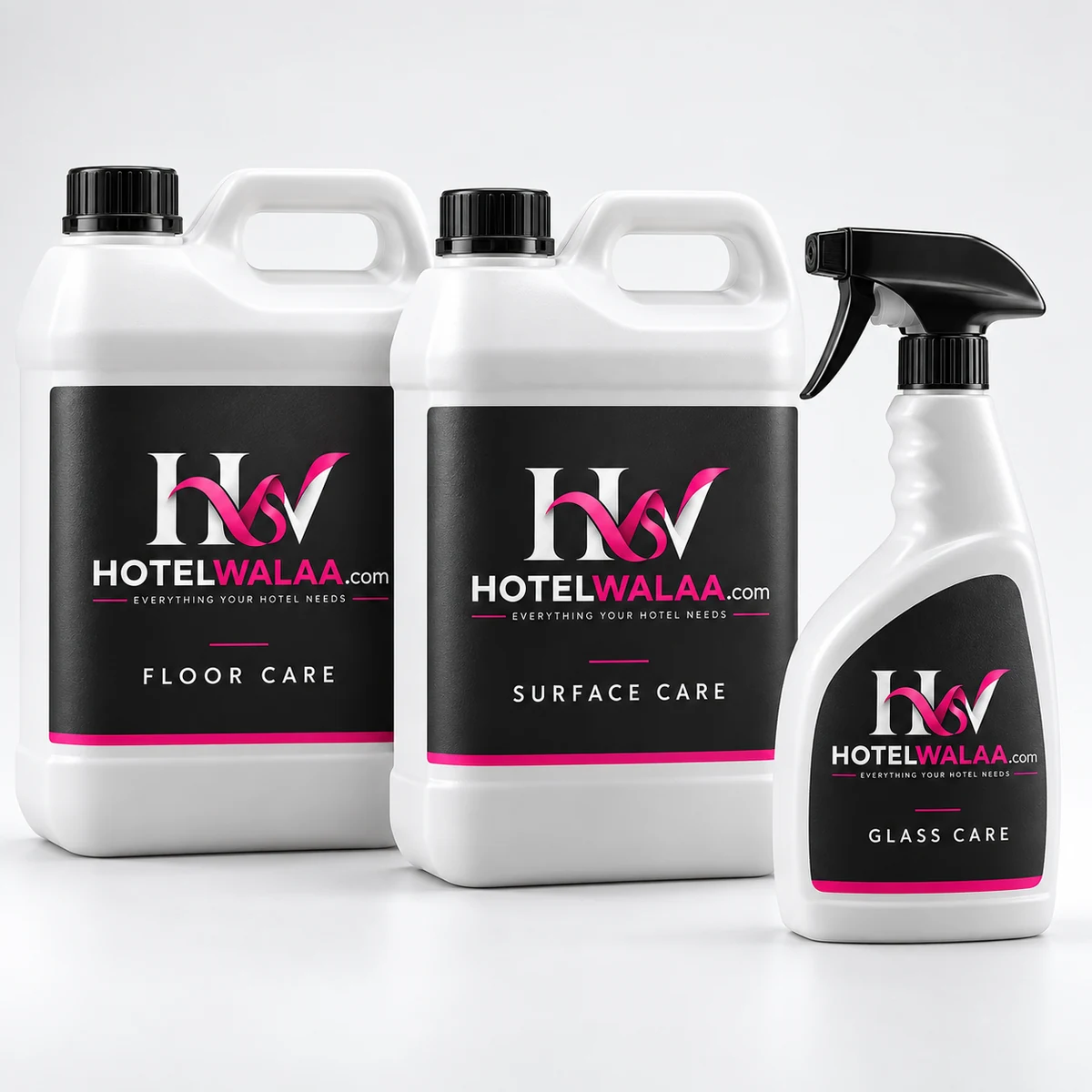 Illustrative Hotelwalaa-branded mockup of Cleaning chemicals