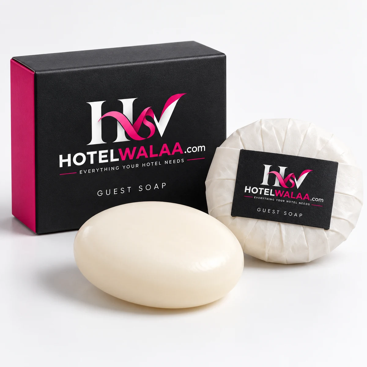 Illustrative Hotelwalaa-branded mockup of Guest soaps